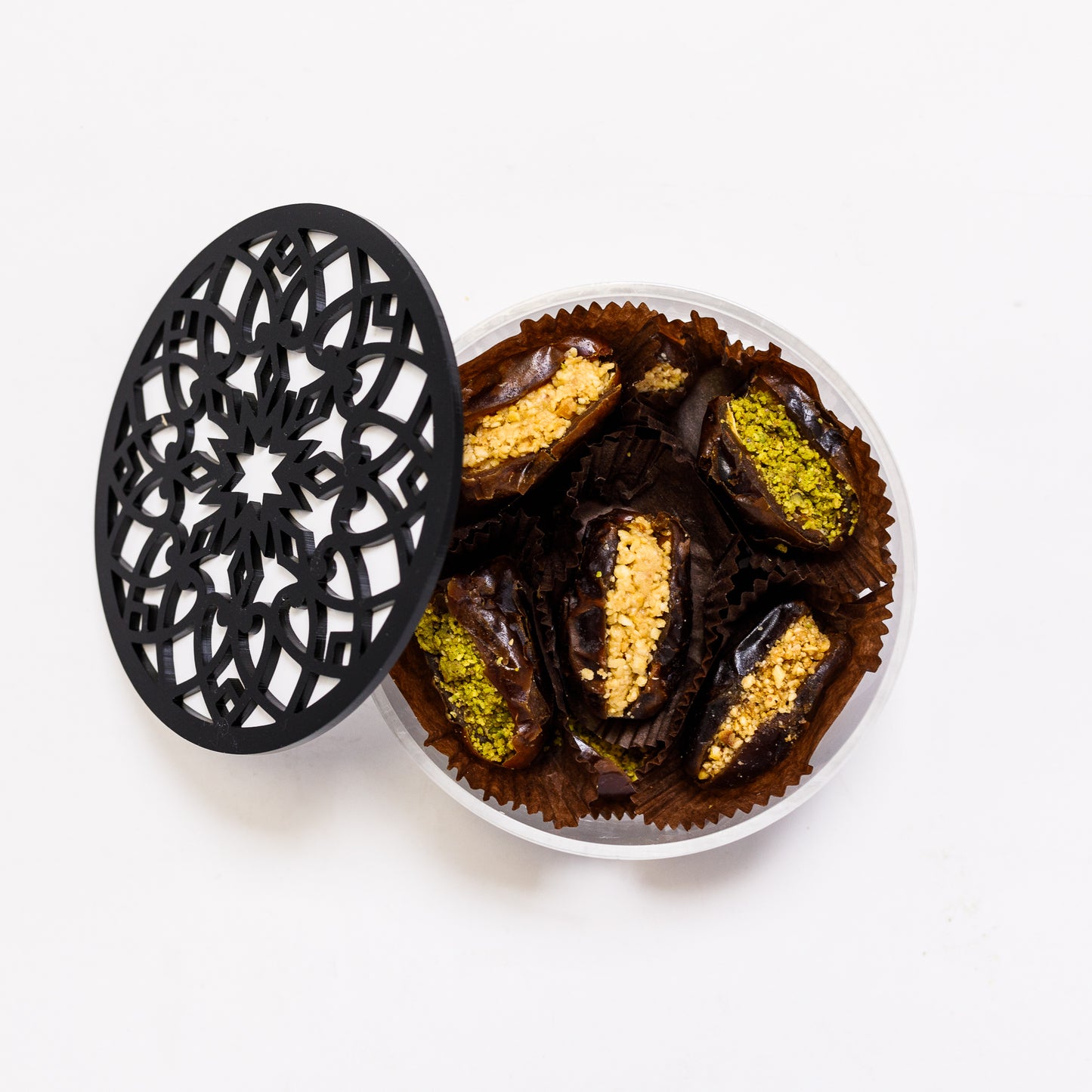 Elegant plexi boxes filled with naturally sweet, healthy stuffed dates (available in small, medium & large size)
