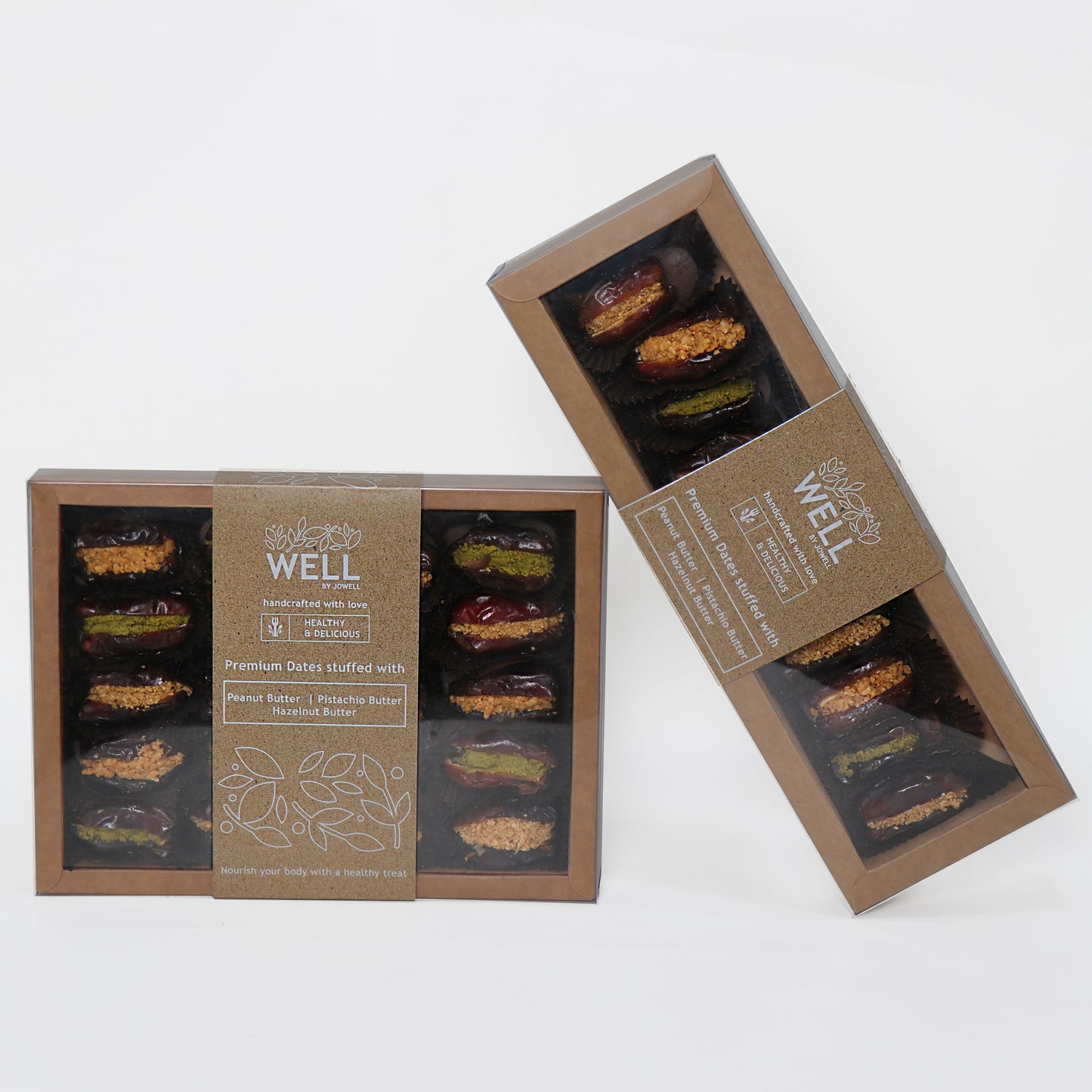 Premium Dates stuffed with our organic crunchy peanut, hazelnut & pistachio